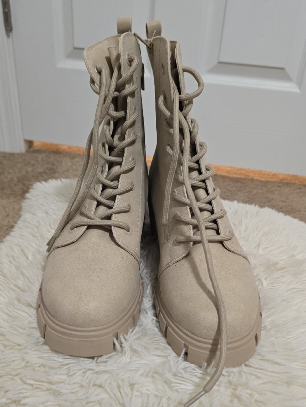 Maurices Taupe Lace-Up Combat Boots - Picture 2 of 4